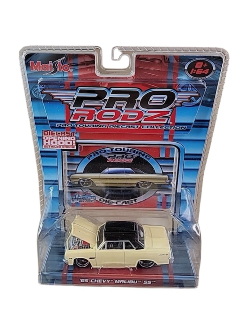 Maisto 1965 Chevy Malibu SS Pro Rodz 1:64 Diecast Touring Yellow Rods 2005 GM